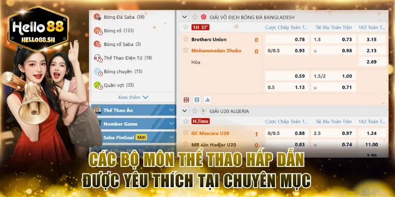 Các bộ môn thể thao hấp dẫn được yêu thích tại chuyên mục
