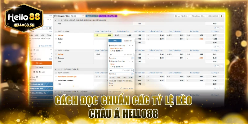 Cách đọc chuẩn các tỷ lệ kèo châu Á HELLO88