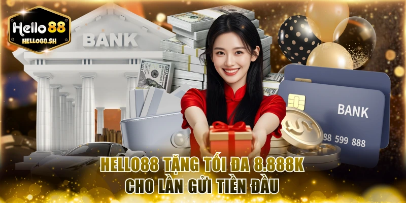HELLO88 tặng tối đa 8.888K cho lần gửi tiền đầu