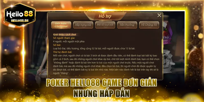 Poker HELLO88 game đơn giản nhưng hấp dẫn 