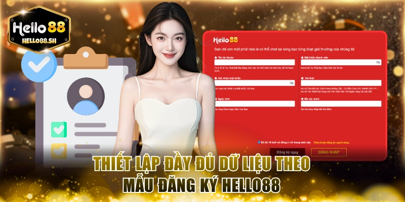 Thiết lập đầy đủ dữ liệu theo mẫu đăng ký Hello88